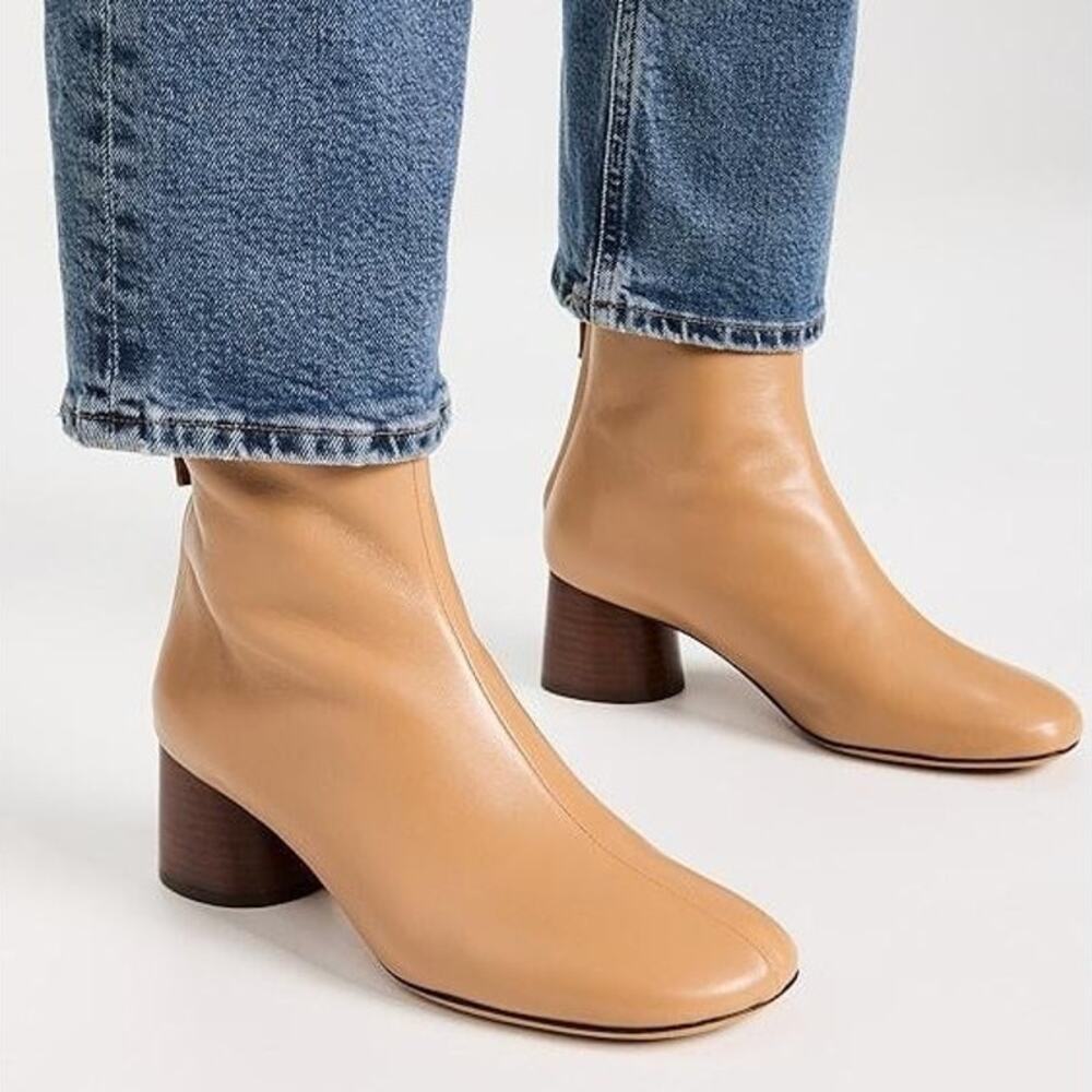 Mansur Gavriel Glove Ankle Boots Lambskin Leather Block Heel Minimal Fall 10